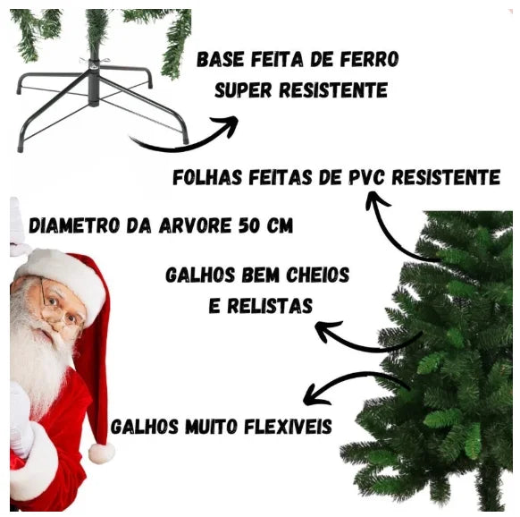 Árvore Natal Verde 120cm/150cm/180cm Galhos Decoração Natalina Pinheiro Premium - Neverdie Store