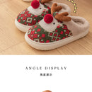 Inverno novo natal chinelos de algodão para mulher bonito dos desenhos animados cervos antiderrapante meninas interior casa sapatos moda festa slides