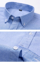 Camisa básica oxford para homens, manga longa, 100% algodão puro, sólida, casual, xadrez, listrada, negócios sociais, masculino, ajuste regular