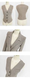 Moda primavera outono formal 3 peça terno ternos femininos roupas de escritório sólido topos casaco blazer terno e colete e calças conjunto