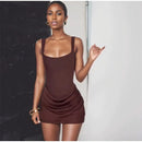 Mulheres decote em v halter sem costas mini vestido moda sem mangas cintura alta bodycon vestidos 2025 novo verão senhora festa férias robes