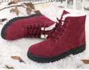 Botas femininas de pele quente botas mulher 2025 sapatos de inverno para mulher botas de neve de salto baixo botas de tornozelo inverno calçado preto feminino