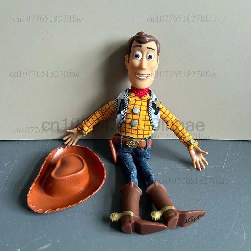 História 3 4 falando woody jessie figuras de ação panos reais corpo boneca cantar macio figura de ação modelo brinquedos voz boneca mesa ornamento