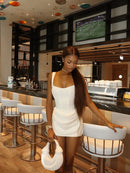 Mulheres decote em v halter sem costas mini vestido moda sem mangas cintura alta bodycon vestidos 2025 novo verão senhora festa férias robes