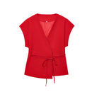 Moda feminina calças ternos sem mangas com decote em v superior com cinto calças retas define 2025 primavera verão commuter 2 peça conjunto