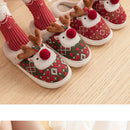 Inverno novo natal chinelos de algodão para mulher bonito dos desenhos animados cervos antiderrapante meninas interior casa sapatos moda festa slides