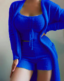 2025 novo luxo feminino conjunto de pijamas de pelúcia topo de colheita + calças compridas casaco 3 peças terno homewear feminino conjuntos de correspondência pijamas quentes pjs