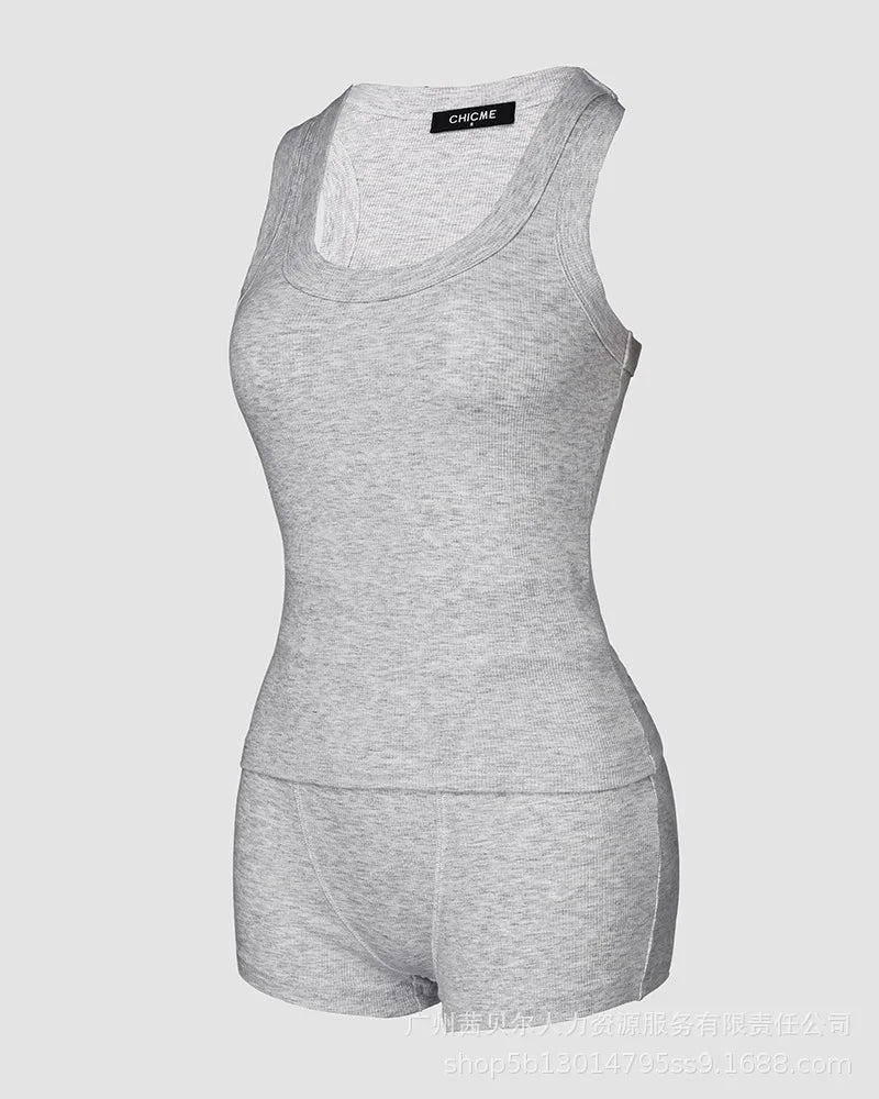 Feminino duas peças conjuntos curtos sem mangas colete sólido fino ajuste shorts de cintura alta conjunto casual emendado colete elegante senhora desportiva 2025