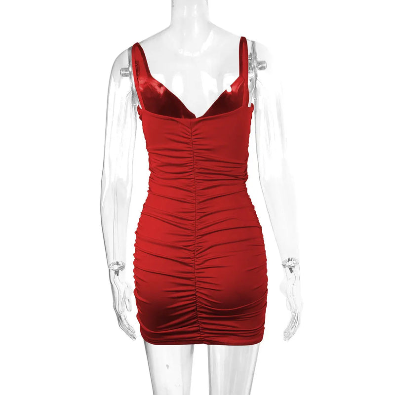 Vestidos curtos bodycon com alça espaguete sexy feminino, mini vestido, vestidos vermelhos, roupas femininas, novo em vestido, vestido de festa, roupas