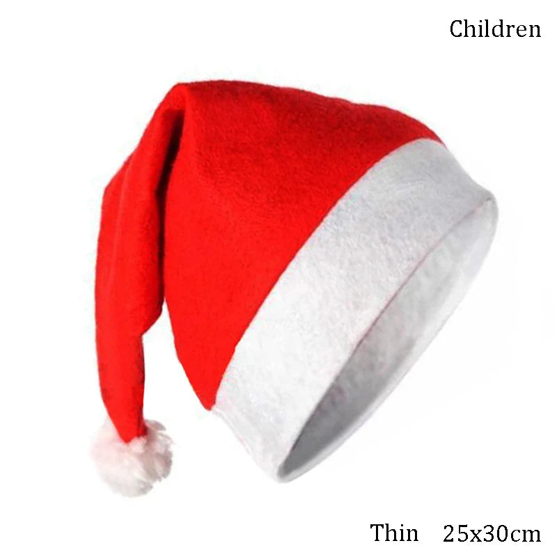 Chapéus de natal papai noel vermelho macio grosso chapéu de pelúcia para adultos crianças feliz natal decoração ornamento casa presentes de natal ano novo