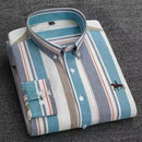 Camisa básica oxford para homens, manga longa, 100% algodão puro, sólida, casual, xadrez, listrada, negócios sociais, masculino, ajuste regular