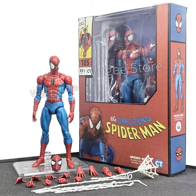 Brinquedos homem aranha mafex 185 clássico traje anime figura ver milhas morales 2099 homem-aranha figura de ação estatueta brinquedos crianças presente
