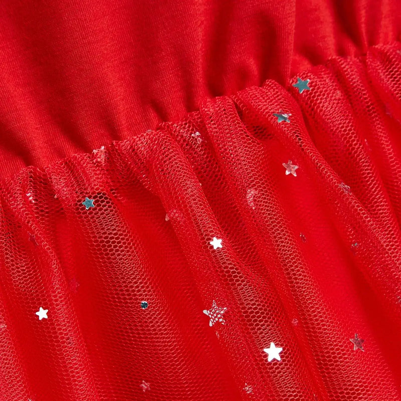 Meninas natal ano novo vestido vermelho colar de pérolas acessórios moda infantil vestido de princesa verão sem mangas vestido de gaze