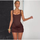 Mulheres decote em v halter sem costas mini vestido moda sem mangas cintura alta bodycon vestidos 2025 novo verão senhora festa férias robes