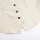 Retro Algodão Linho Treino Mulheres Two Piece Set Chic Button Vest Colete + Short Sets Ensemble Femme 2 Peças