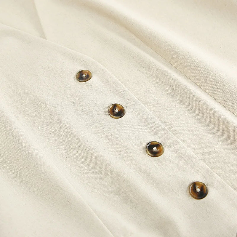 Retro Algodão Linho Treino Mulheres Two Piece Set Chic Button Vest Colete + Short Sets Ensemble Femme 2 Peças