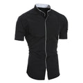 Verão masculino gola cor sólida bloco camisa de manga curta casual moda único breasted camisa de contraste masculino