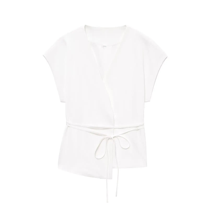 Moda feminina calças ternos sem mangas com decote em v superior com cinto calças retas define 2025 primavera verão commuter 2 peça conjunto