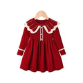Vestido de princesa de pele sintética de malha para meninas, vestido de festa de férias de inverno, vestido vermelho festivo de Natal e ano novo, acabamento de veludo elegante