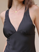 Vestido de cetim de seda para mulheres, costas nuas, sexy, maxi, longo, vestidos de noite, elegante, festa de aniversário, decote em v, robe para convidados de casamento, senhoras