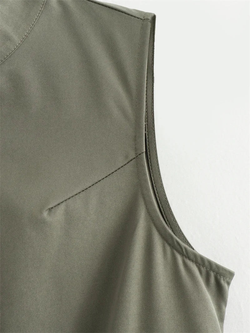 Mulher zíper vestido longo mulher plissado sem mangas bodycon vestido de verão elegante vestidos de festa para mulher 2025 novos vestidos midi