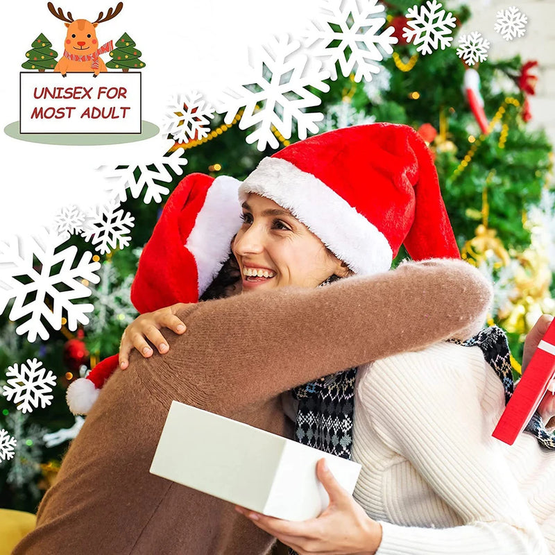 Chapéus de natal papai noel vermelho macio grosso chapéu de pelúcia para adultos crianças feliz natal decoração ornamento casa presentes de natal ano novo