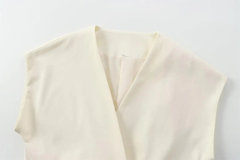 Moda feminina calças ternos sem mangas com decote em v superior com cinto calças retas define 2025 primavera verão commuter 2 peça conjunto