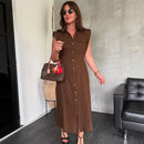 Vestido feminino longo de linho midi vestidos de verão terno feminino espartilho vestidos de festa jovens sem mangas vestidos formais casuais