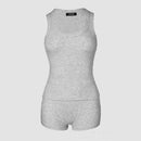 Feminino duas peças conjuntos curtos sem mangas colete sólido fino ajuste shorts de cintura alta conjunto casual emendado colete elegante senhora desportiva 2025