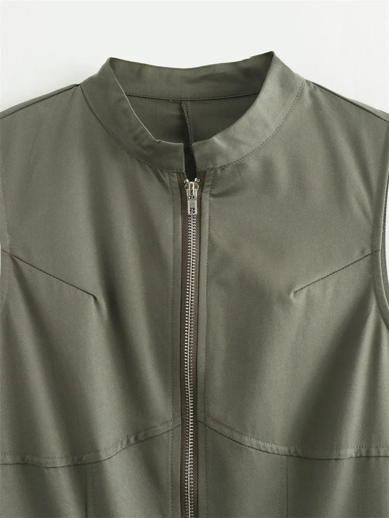 Mulher zíper vestido longo mulher plissado sem mangas bodycon vestido de verão elegante vestidos de festa para mulher 2025 novos vestidos midi