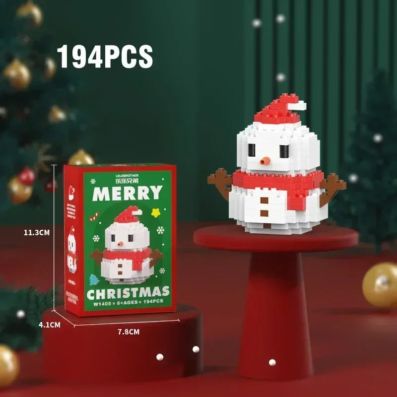 Presentes de natal bloco de construção série papai noel rena quebra-cabeça montagem tijolos mesa decoração brinquedos para criança presente de natal
