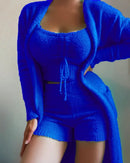 2025 novo luxo feminino conjunto de pijamas de pelúcia topo de colheita + calças compridas casaco 3 peças terno homewear feminino conjuntos de correspondência pijamas quentes pjs