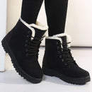 Botas femininas de pele quente botas mulher 2025 sapatos de inverno para mulher botas de neve de salto baixo botas de tornozelo inverno calçado preto feminino