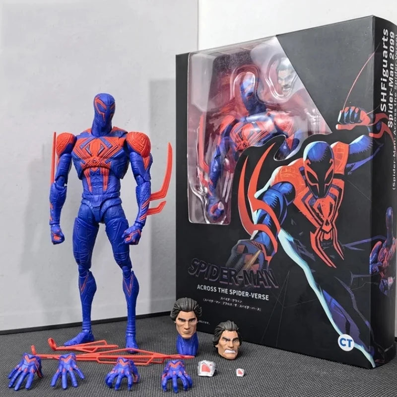 Brinquedos homem aranha mafex 185 clássico traje anime figura ver milhas morales 2099 homem-aranha figura de ação estatueta brinquedos crianças presente