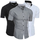 Verão masculino gola cor sólida bloco camisa de manga curta casual moda único breasted camisa de contraste masculino