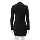 Preto oco para fora mini vestido feminino sexy manga longa bodycon cintura cinching vestidos 2025 chique outono senhora do escritório comute robes
