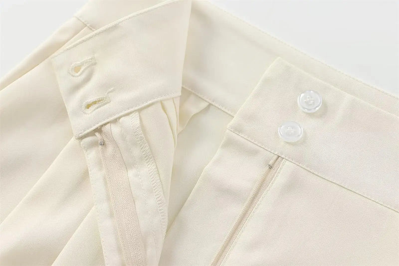 Moda feminina calças ternos sem mangas com decote em v superior com cinto calças retas define 2025 primavera verão commuter 2 peça conjunto