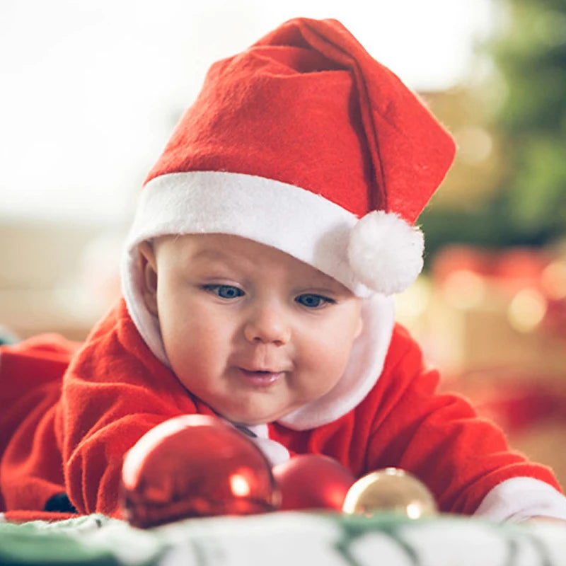 Chapéus de natal papai noel vermelho macio grosso chapéu de pelúcia para adultos crianças feliz natal decoração ornamento casa presentes de natal ano novo