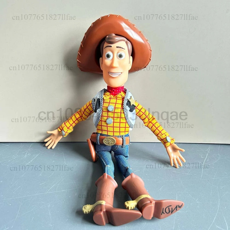História 3 4 falando woody jessie figuras de ação panos reais corpo boneca cantar macio figura de ação modelo brinquedos voz boneca mesa ornamento