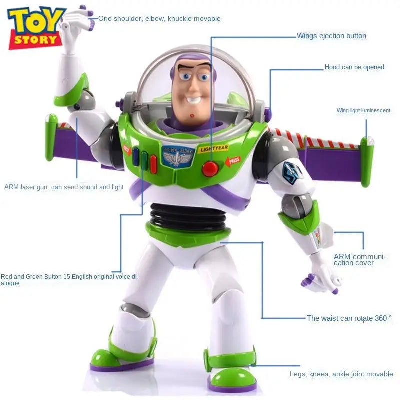 Disney toy story 4 buzz lightyear, som elétrico emissor de luz, asas de ejeção, figura móvel, boneca de deformação, presentes para meninos