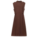 Vestido feminino longo de linho midi vestidos de verão terno feminino espartilho vestidos de festa jovens sem mangas vestidos formais casuais