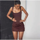 Mulheres decote em v halter sem costas mini vestido moda sem mangas cintura alta bodycon vestidos 2025 novo verão senhora festa férias robes