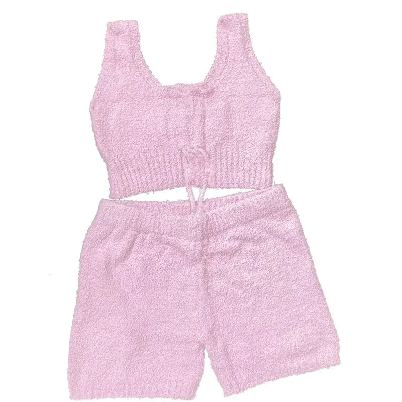 2025 novo luxo feminino conjunto de pijamas de pelúcia topo de colheita + calças compridas casaco 3 peças terno homewear feminino conjuntos de correspondência pijamas quentes pjs