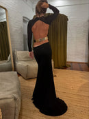 Mozision sem costas manga longa sexy maxi vestido feminino elegante preto meia gola alta bodycon clube festa vestido longo feminino