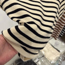 Meia gola alta pulôver listrado camisola fino ajuste camisa superior feminina início da primavera e outono manga curta camisa de fundo