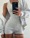 Feminino duas peças conjuntos curtos sem mangas colete sólido fino ajuste shorts de cintura alta conjunto casual emendado colete elegante senhora desportiva 2025