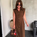 Vestido feminino longo de linho midi vestidos de verão terno feminino espartilho vestidos de festa jovens sem mangas vestidos formais casuais