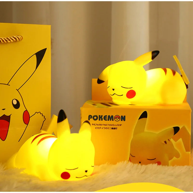 Pokemon pikachu luz noturna brilhante crianças brinquedos pokemon pikachu bonito lâmpada de cabeceira aniversário das crianças presente de natal