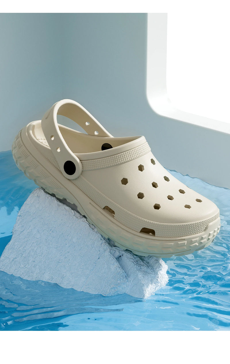 Sapatos de buraco feminino e masculino verão antiderrapante sandálias ao ar livre dedo do pé fechado