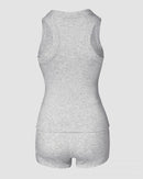 Feminino duas peças conjuntos curtos sem mangas colete sólido fino ajuste shorts de cintura alta conjunto casual emendado colete elegante senhora desportiva 2025